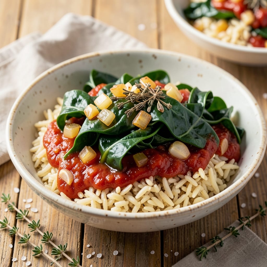 African Collard Greens and Rice Recipe: Smoky Tomato-Spiced Soul Food Duo