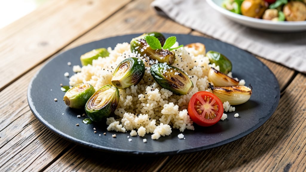 Cauliflower Rice and Brussels Sprouts Recipe: Crispy Roasted Contrast in 25 Minutes