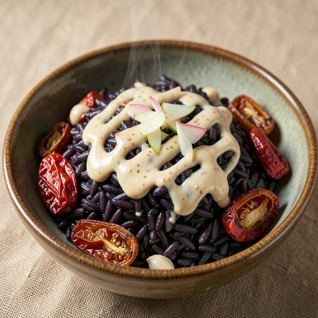 African Black Rice Recipe: Deep Purple Grain with Earthy Peanut Butter Crunch