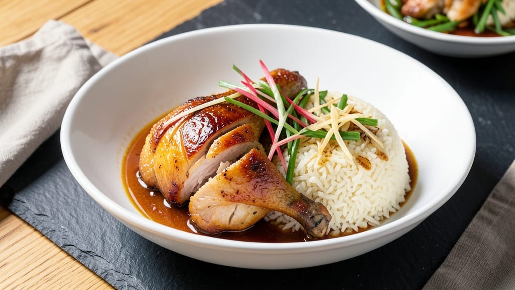 Chiayi Chicken Rice Recipe: Fragrant Five-Spice Poached Chicken Over Herbed Rice