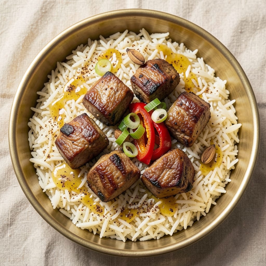 Arabic-Style Rice with Lamb Meat Recipe: Spiced Lamb and Saffron-Infused Grains