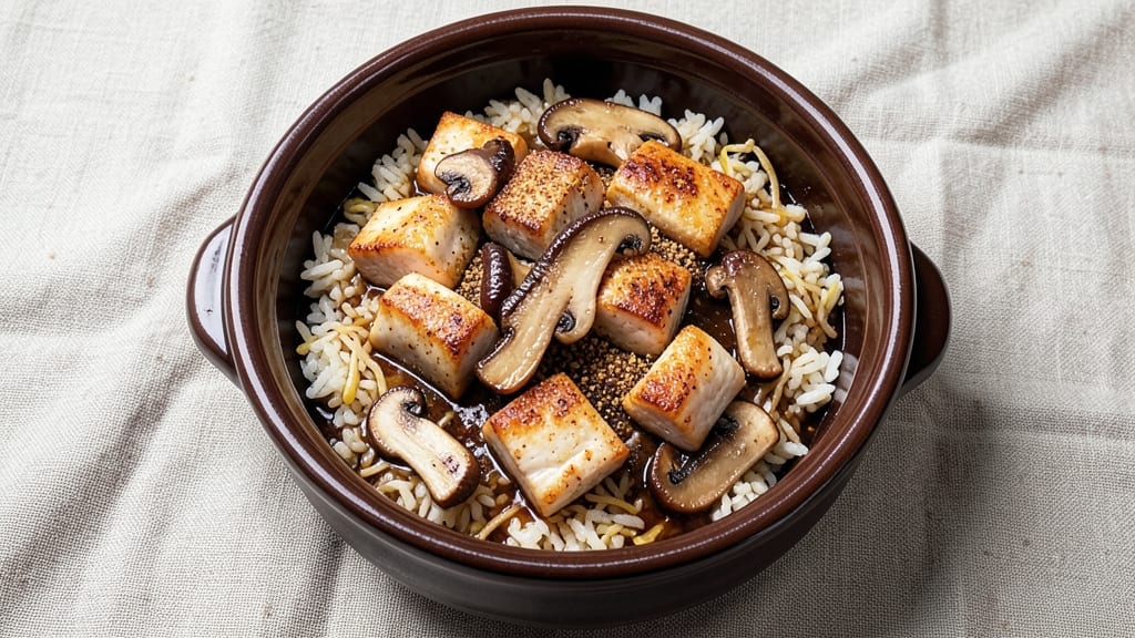 Chicken Mushroom Claypot Rice Recipe: Fragrant Five-Spice Rice with Umami Chicken