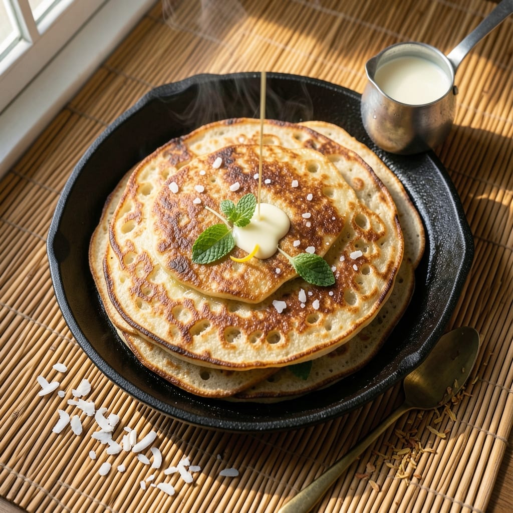 Appam Recipe Using Rice Flour: Lacy Coconut Pancakes With Toasted Spice Crunch