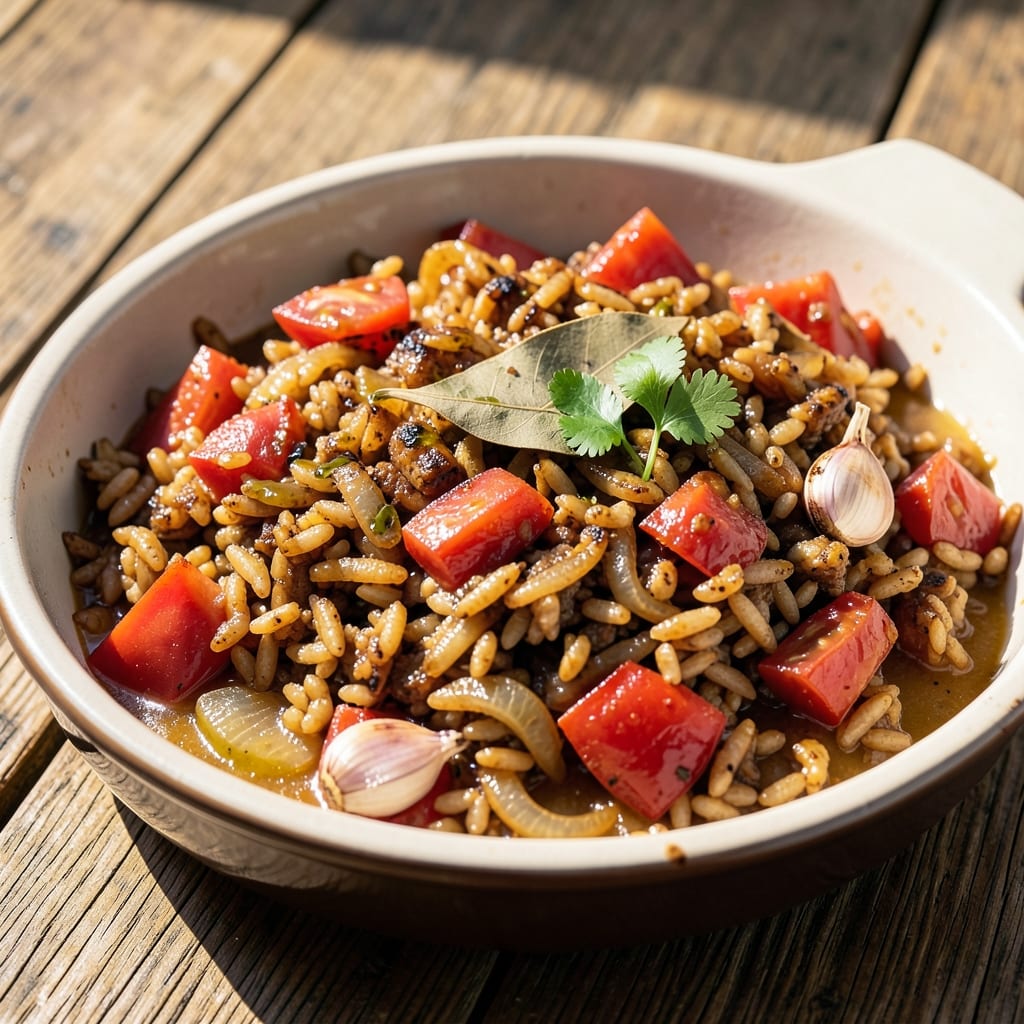 Arroz Rojo Rice Cooker Recipe: One-Pot Tomato-Basil Magic