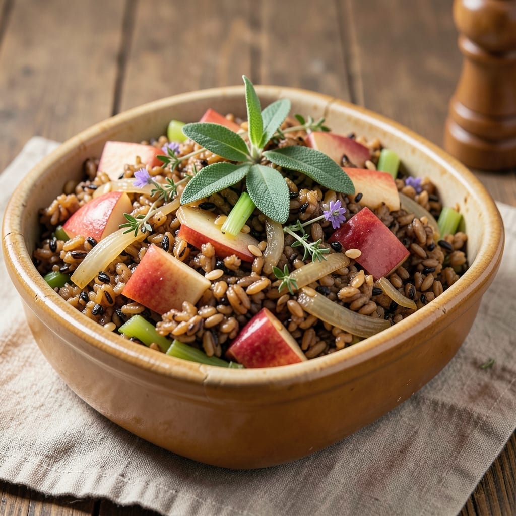 Apple and Wild Rice Stuffing Recipe: Herb-Infused Crispy Edges and Juicy Centers