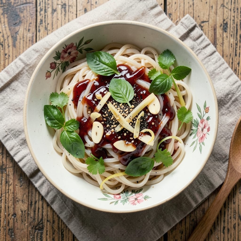 Asian Style Rice Noodle Recipe: Wok-Tossed Umami Crunch With Fresh Herbs