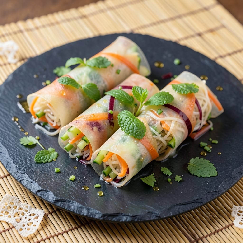 Asian Rice Paper Rolls Recipe: Fresh Herb Wraps With Crunchy Noodle Heart