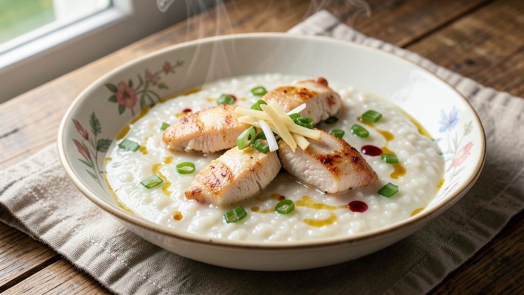 Chicken Rice Congee Recipe: Silky Porridge with Shredded Chicken and Fragrant Ginger