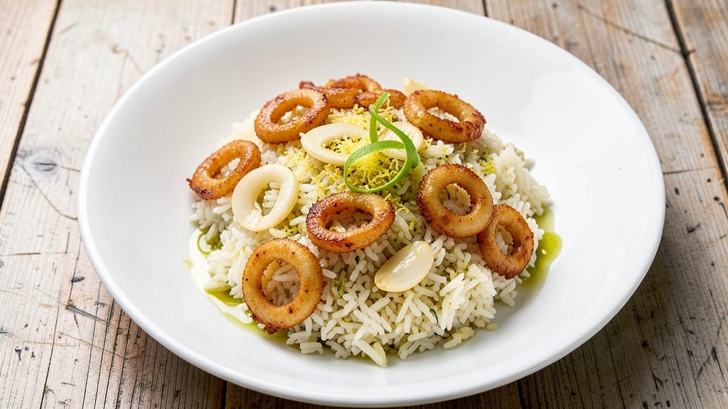 Calamari and Rice Recipe: Crispy Squid Over Fragrant Jasmine Rice