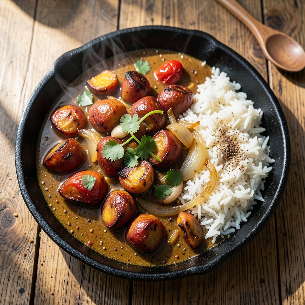 Aloo Curry Recipe for Rice: Spiced Potato and Tomato Simmered to Perfection