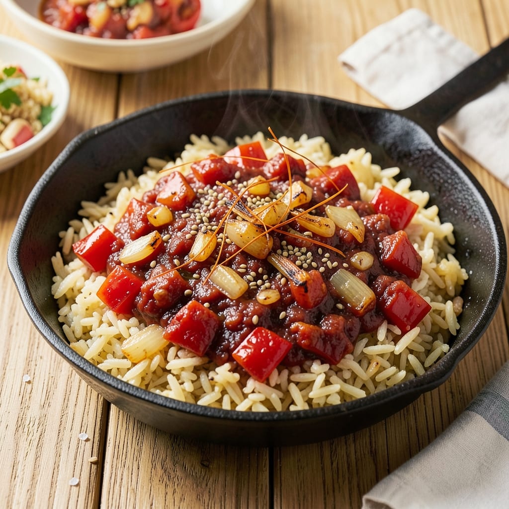 1960s Spanish Rice Recipe: Tomato-Saffron Crunch in One Pan