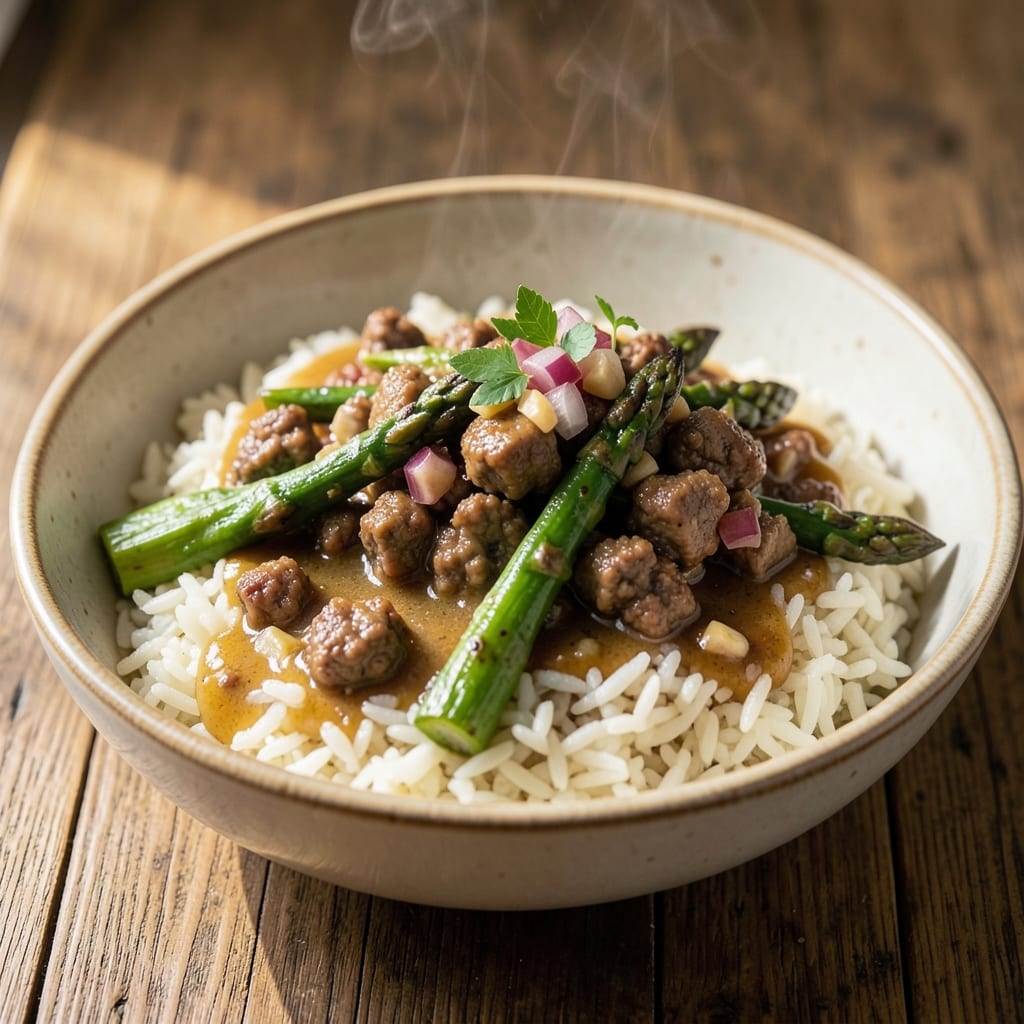 Asparagus Ground Beef Rice Recipe: One-Pan Umami Crunch in 25 Minutes
