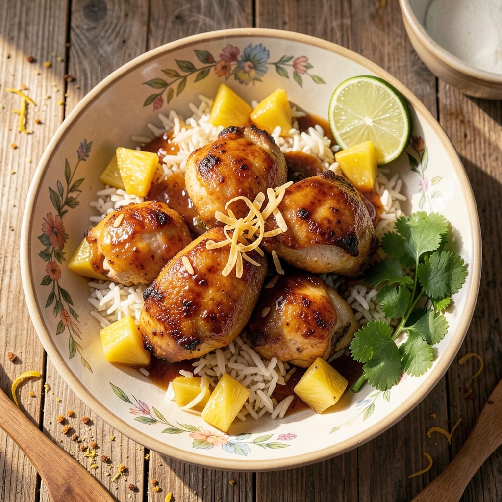 Air Fryer Pineapple Chicken and Rice Recipe: Tropical Crispy-Topped One-Pan Feast
